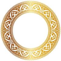 Aztec golden circle frame of crooked leaves. Seamless with hooks or threads. similar to the Greek keyboard Also called stepfred design or Xicalcoliuhqui vector