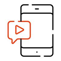 A premium download icon of mobile video chat vector