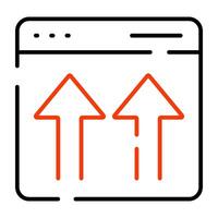 Arrows on web page showcasing web uploading icon vector
