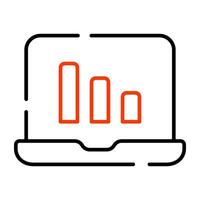 Bar chart inside laptop symbolising concept of online infographic vector