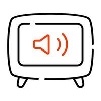 A conceptual linear design icon of TV volume vector