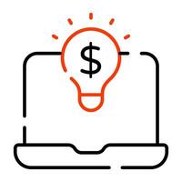 Dollar inside light bulb, concept of financial idea vector