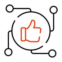 A linear design icon of thumbs up vector