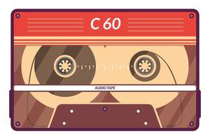 Clásico cinta casete. retro mixtape, 1980 popular canciones cintas y estéreo música casetes 90s de alta fidelidad disco danza cinta de audio, término análogo jugador grabar casete. aislado símbolos vector
