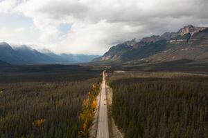 Aerial view of the Icedield Park way in autumn. photo