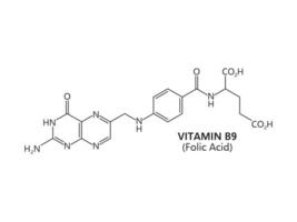 Vitamin b9 or folic acid, has a molecular formula vector