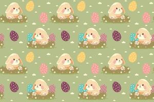 Easter background with bunny and eggs. Seamless pattern for the spring holiday. For deoration, invitation, packaging, fabric printing. vector