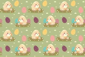 Easter background with bunny and eggs. Seamless pattern for the spring holiday. For deoration, invitation, packaging, fabric printing. vector