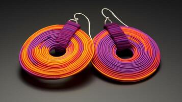 AI generated Yarn-wrapped earrings jewelry accessory. Generative AI photo