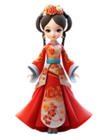 AI generated Doll in national Chinese costume isolated png