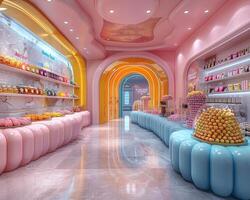 AI Generated Colorful candy store with playful displays and bright photo