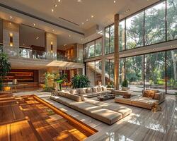 AI Generated Modernist villa with open spaces natural light photo