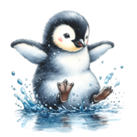 ai gegenereerd schattig tekenfilm pinguïn waggelen. png