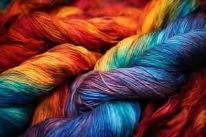 AI generated A skein of hand-dyed silk blend yarn. Generative AI photo