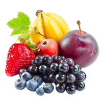 AI generated Juicy and Sweet Ripe Fruits Selection Isolated on Transparent Background for Freshness Generative AI png