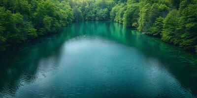 AI generated beautiful view of the Plitvice Lakes National Park in Croatia photo
