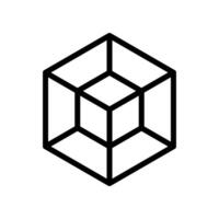 4d cube, tesseract, four dimensional cube, hypercube icon in line style design isolated on white background. Editable stroke. vector