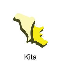 Abstract simple map of Kita, Vector map Japan Countries