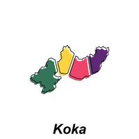 Map City of Koka outline graphic sketch scribble, colorful map for business vector