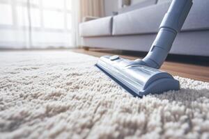 AI generated Household efficiency Turbo brush of cordless vacuum leaves clean carpet photo