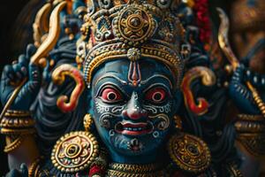 AI generated Kali Hindu goddess sculpture depicting the fierce deity of Hinduism in traditional Indian art photo