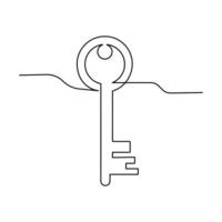 One-line key continuous vector drawing and outline single-style art illustration