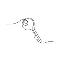 One-line key continuous vector drawing and outline single-style art illustration