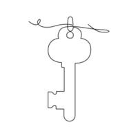 One-line key continuous vector drawing and outline single-style art illustration