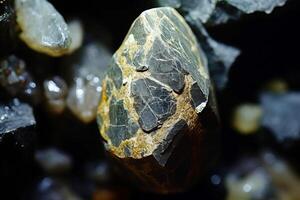 AI generated Vaesite is a rare precious natural stone on a black background. AI generated. photo