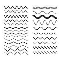 Vector zigzag lines and waves, wavy pattern. Squiggle zig zag frame with wiggle. Curvy undulate parallel borders. Design of squiggly seamless water graphic brushes. Curve sinuous stroke with sine