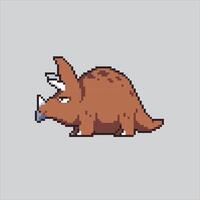 píxel Arte ilustración triceratops pixelado triceratops triceratops dinosaurio pixelado para el píxel Arte juego y icono para sitio web y vídeo juego. antiguo colegio retro vector