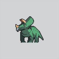 píxel Arte ilustración triceratops pixelado triceratops triceratops dinosaurio pixelado para el píxel Arte juego y icono para sitio web y vídeo juego. antiguo colegio retro vector