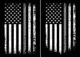 American Distressed Flag With Thin Gray Line Vector template. Symbol of Correctional Officers in correctional institutions, prison guards, probation officers, parole officers, bailiffs, and jailers.