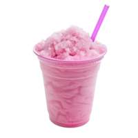 ai generado pastel rosado más fangoso bebida taza con un Rizado paja, Perfecto para enfriamiento abajo en un verano día, aislado en transparente antecedentes generativo ai png