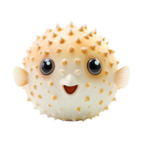 AI generated A Vibrant Illustration of the Enigmatic Pufferfish, Set Against a Crystal Clear Transparent Background generative AI png