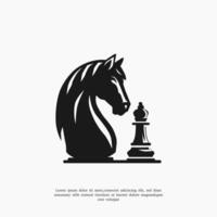 Logo of a horse holding a chess piece, perfect for a chess-themed game or educational material for strategy and logic. vector