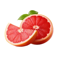 AI generated slices of cut grayfruit close-up on transparent background png