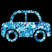 Abstract Blue Dot Mosaic Car Illustration on Black Background shades bubbles vector