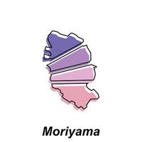 Japan world map with names City of Moriyama, map colorful design template vector