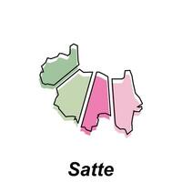 Satte map, Japan prefecture flat element design colorful modern design vector