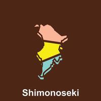 Map of Shimonoseki City logo design concept illustration idea style flat vector design. isolated on white background