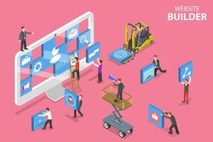 Isometric flat vector concept of website builder, site constructor.