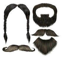 set vector mustache different colors.beard