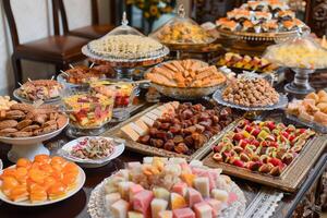 AI Generated Traditional Eid Sweets Display photo