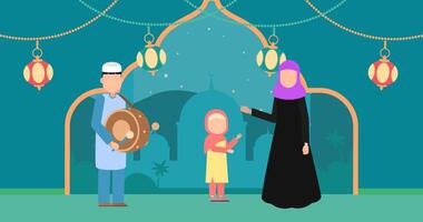Ramadan kareem viert animatie, geluken glimlachen beweging video