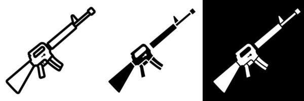 The Rifle icon represents a firearm characterized by a long barrel and a stock, designed for accurate shooting over long distances. vector