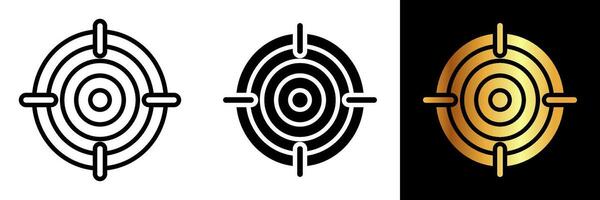 The Target icon symbolizes precision, accuracy, focus, and goal setting. It represents the center of attention, aiming for success, and hitting objectives dead-on. vector