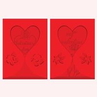Red valentines day gift card multilayer. vector