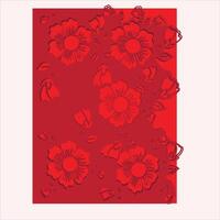 Red valentines day gift card multilayer. vector