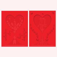 Red valentines day gift card multilayer. vector